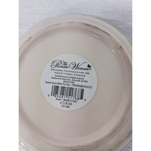 The Pioneer Woman Round Ceramic Bowl Mazie Floral Mini Pie Dish Red Rim 2"x6" - Picture 4 of 6